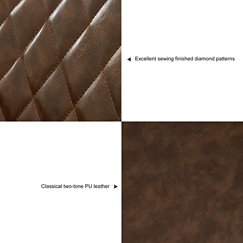 Artplan Mid-Century Modern Accent Bamboo Small Arm Chair With Pu Upholstered Dining Chair For Living Room, Set Of 2,Brown #TOP7