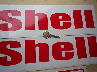 Shell Red & White Rounded Text Narrow Sticker �V�F�� �Ζ� �X�e�b�J�[ �V�[�� �f�J�[�� 400mm x 120mm 2���Z�b�g [���s�A���i]