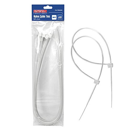 Faithfull CT900WHD - Bridas sujetacables (extra grandes, alta resistencia), color blanco
