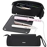 Aubeco Hot Hair Tools Travel Bag, Fireproof Removable Mat, 2-in-1 Portable Organizer, Waterproof Storage Case for Flat Irons, Straighteners, Curling Iron, Hair Dryer, with Interior Divider Pockets