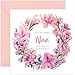Old English Co. Nan Birthday Card Floral - Mum Flower Birthday Card - Pretty Greeting Cards For Women - Flowers Pink Lily Design Birthday Card for Nan | Blank Inside with Envelope