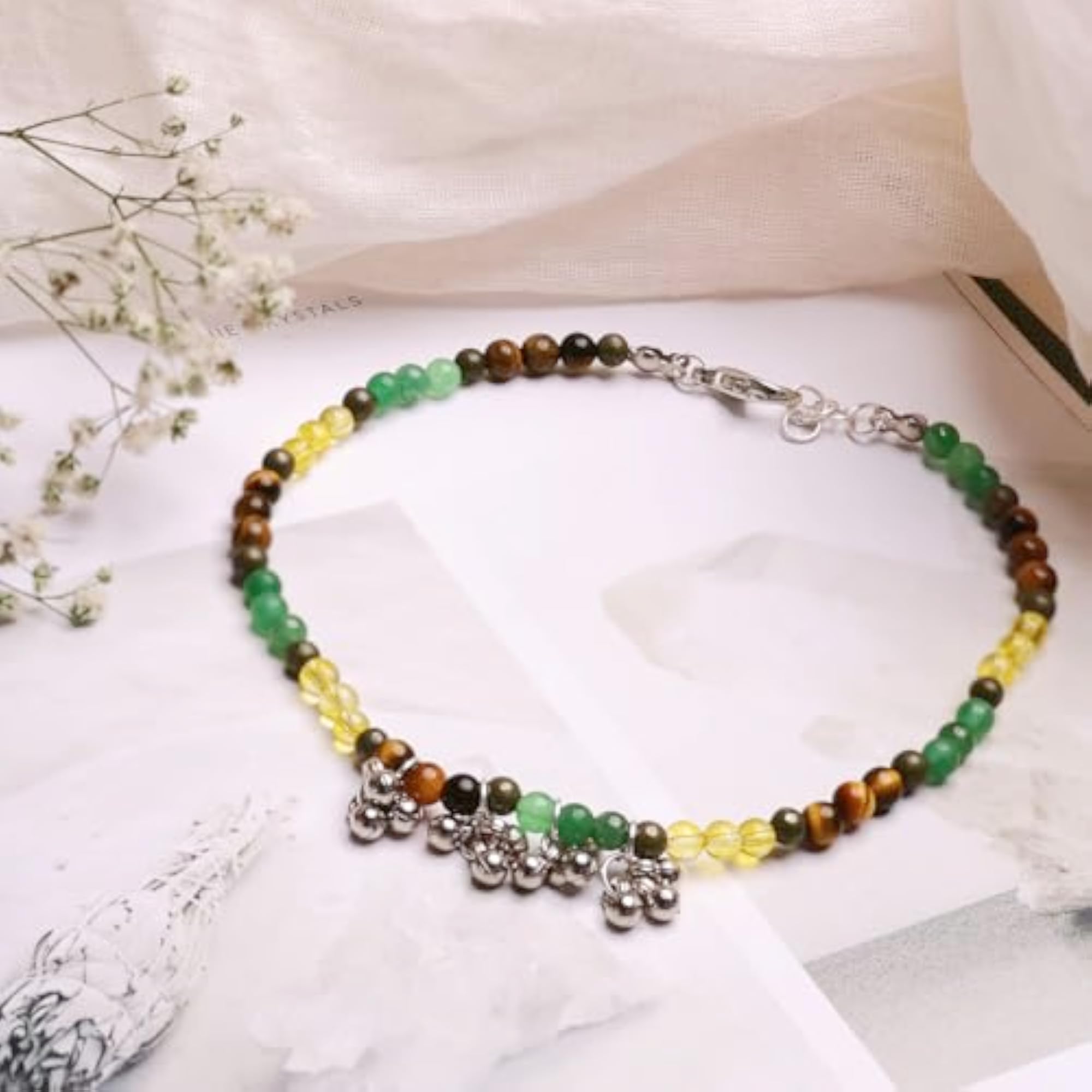 Women's Wealth Crystal Beads Anklet with 4mm Beads