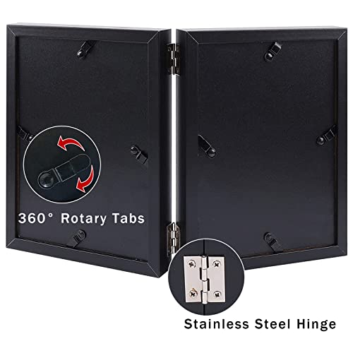 Aveax 5X7 Double Picture Frame Hinged Folding Frame For Desktop Decoration With Glass Front Stand Vertical Display (Black) #TOP3