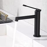 Black Bathroom Sink Faucet Single Handle,Taucent Vanity Faucet 1 Hole for Bathroom Sink Matte Black