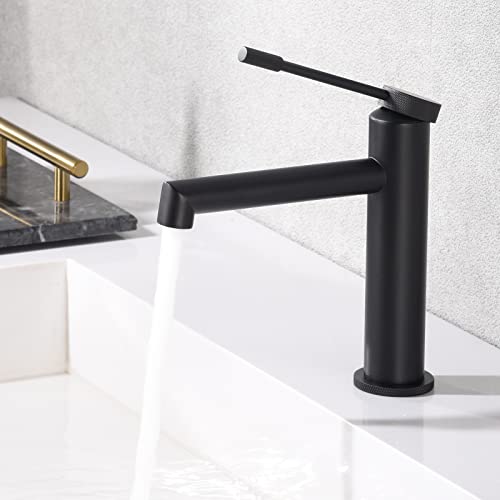 Black Bathroom Sink Faucet Single Handle,Taucent Vanity Faucet 1 Hole For Bathroom Sink Matte Black Deck Mount Touch On Faucets Stainless Steel #TOP6