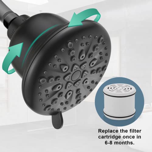 Cobbe High Pressure 7-Mode Filtered Shower Head - Luxury Modern Black Look - Shower Head With Filters, 16 Stage Shower Head Filter For Hard Water For Remove Chlorine And Harmful Substances #TOP3