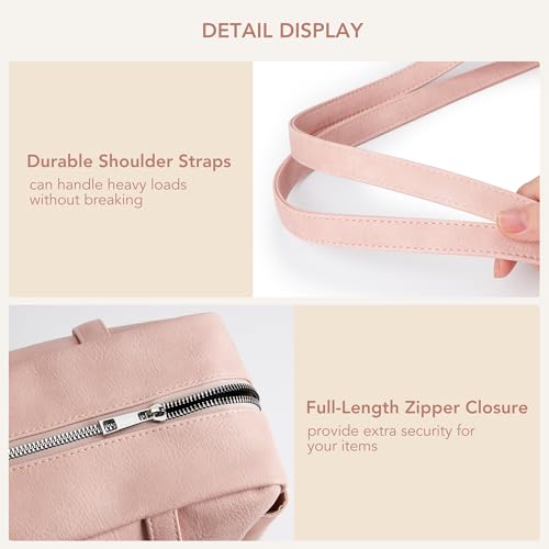 Image of KALIDI Tote Bag Vegan Leather Women Pocket Utility Bag Faux Leather Shoulder Travel Purse Vintage Handbag for Work