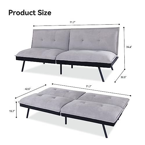 Opoiar Convertible Armless Futon Sofa Bed,3" Memory Foam Modern Loveseat Couch,71" L Sleeper Sofa Bed,Small Splitback Modern Polyester Fabric Cover Sofa For Living Room,Home Office,Apartment,Grey… #TOP1