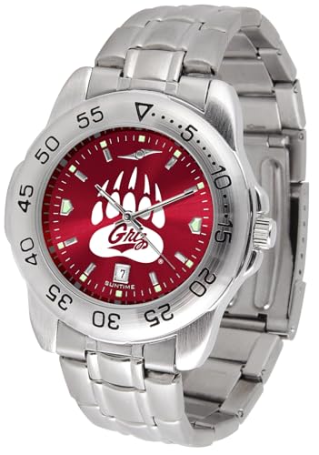 Image of SunTime Men's NCAA Team Sport Watch, 20mm Stainless Steel Strap, Reflective Shiny Dial with Date