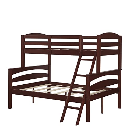 Dorel Living Brady Solid Wood Bunk Beds Twin Over Full With Ladder And Guard Rail, Espresso #TOP5