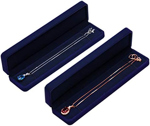 Rectangle Velvet Necklace Bracelet Jewelry Gift Box Display Case (Blue)
