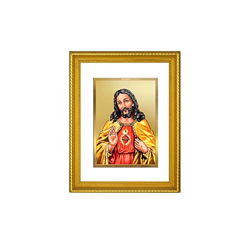Image of Diviniti Jesus Gold Plated Wall Photo Frame, Table Decor| DG Frame 056 Size 3 and 24K Gold Plated Foil| Religious Photo Frame Idol For Prayer, Gifts Items (32.5 CM X 25.5 CM)