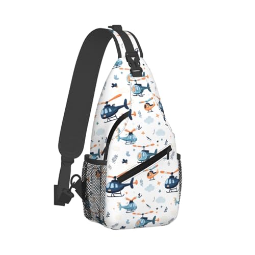 Sac à bandoulière imprimé hélicoptère sacoche homme femme voyage