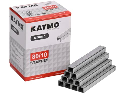 Image of Kaymo ST8010 10mm 80 Series Industrial Staples (10,000 Pins) | Heavy-Duty Steel Fasteners for Furniture, Woodwork, Packaging & General Construction | Compatible with Kaymo 80 Series Staplers