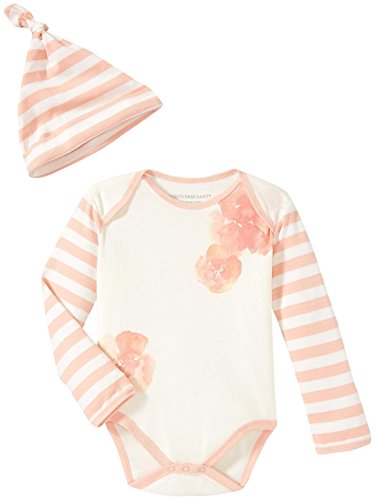 Burt's Bees Baby Girls Organic Poppy Floral Long Sleeve Bodysuit and Hat