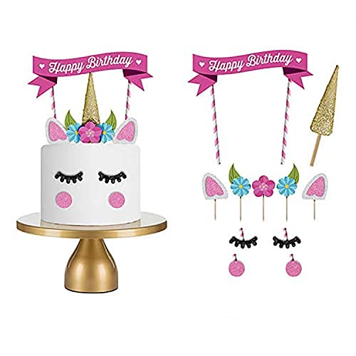 Meet-shop Drapeau des Cure-Dents,Toothpick Flags Licorne Cupcake Toppers Décoration Cupcake Enfants Anniversaire Mariages Douches Fournitures de Fête de Mariage Décor Favors