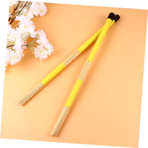 GALPADA 1 Par Baquetas de Cepillo de Madera para Jazz y Música Folk Amarillo Agarre Cómodo Diseño de Varilla para Tocar Más Suave y de Bajo Volumen miniatura 2