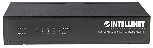 Intellinet 5-Port Gigabit Ethernet Poe+ Switch - 60W Power Budget, Power Output Up To 30W Per Port, Unmanaged, Metal Case, Fanless - For Computer Networking Hub, Desktop, 3 Yr Mfg Warranty – 561228 #TOP2