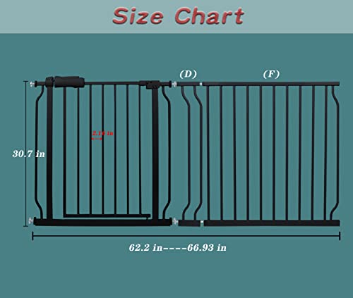 Cosend Extra Wide Baby Gate Tension Indoor Safety Gates Black Metal Large Pressure Mounted Pet Gate Walk Through Long Safety Dog Gate For The House Doorways Stairs (62.2"-66.93"/158-170Cm, Black) #TOP1