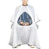 Easecos Barber Cape with Clear Window Salon Cape Hair Cutting Cover Hair Drape Waterproof Haircut Apron with Buckle for Barber Shop Salon Stylists Home DIY Hairdressing, White Color