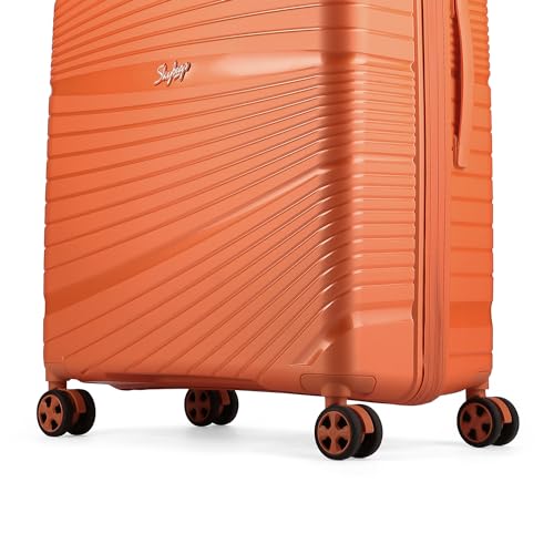 Image of Skybags Polypropylene Skylite Check-in Trolley Bag, 77cm | Large Hard-Sided Luggage for Travel with Smooth 8-Spinner Wheel & TSA Lock | 5-Year International Warranty - Orange
