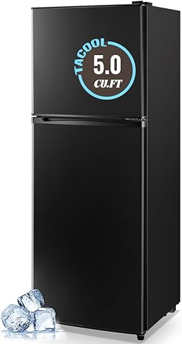 Miniatura 10 de Refrigerador pequeño de 5.0 pies cúbicos con congelador, refrigerador mini de doble puerta con congelador superior, temperatura ajustable para