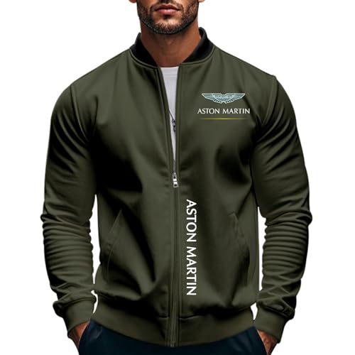 BRINSE Chaqueta Hombre Clásica al Aire Libre A.s.t.o.n M.a.r.ti.n, Cazadora Casual Cortavientos de Manga Larga, Gabardina para Otoño y Primavera, Classic(Green,S)