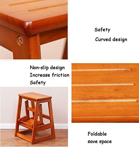 Escalones de madera plegables y taburete escalonado para cocina y hogar 6