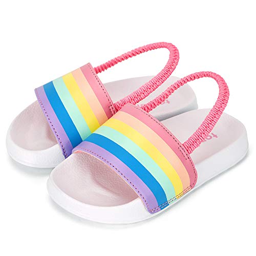 Tombik TB190901RAINBOWWHITE08 Toddler Sandals Girls Summer Beach Slides Water Shoes Slipper thumb #4