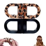 Muorruo 2 magnetische Haarspangen, starke magnetische Styling-Clips, knickfreie Abteilclips für Salon, Zuhause und Alltagsfrisuren, intuitiv, rutschfest (Schwarz + Leopardenmuster)