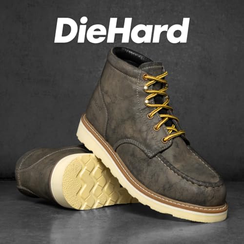 DieHard Men's Mustang casual Grey Leather Wedge Boots. Ankle-High, Slip-Resistant, Soft Toe3