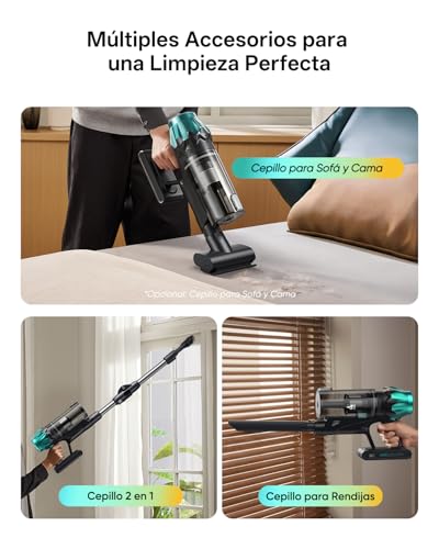 Miniatura 4 de Vexilar V15max Aspiradora Sin Cable 65kpa, Aspiradora Inalámbrica Antienredos, 60 Minutos Autonomía, Con Fregado, Depósito De 1,5l, Diseño De Moda, Aspirador Escoba Para Suelos Alfombras Coche Pelos