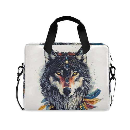 Bolso maletín para portátil ALAZA Boho Wolf 13-15.6 pulgadas miniatura 1
