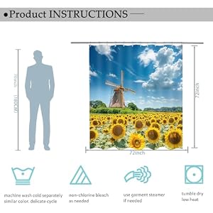 Sunflower Windmill Shower Curtain with 12 Hooks 72x72 Inch Washable Polyester Fabric for Bathroom Home Decor Dutch Windmill and Sunflower Field Design Bath Curtains Gifts for Adults Kids Sunflower Windmill Shower Curtain with 12 Hooks 72×72 Inch Washable Polyester Fabric for Bathroom Home Decor Dutch Windmill and Sunflower Field Design Bath Curtains Gifts for Adults Kids