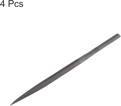 Miniatura 3 de HARFINGTON Juego de 4 limas neumáticas triangulares de 0.197in x 3.150in, rodamiento endurecido, acero de corte grueso, herramientas manuales para