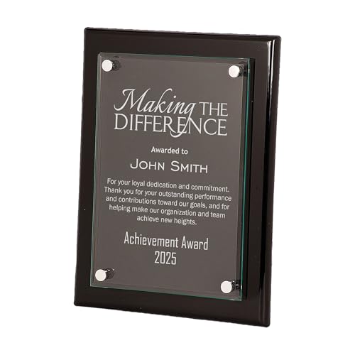 Personalized Plaque Award, Making The Difference Customizable 8x10 Floating Glass Plaques, Business Awards for Employee Recognition Dedication