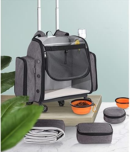 Folding Trolley Pet Bag Cat Large Universal Wheel Backpack Outdoor Travel Portable image 4