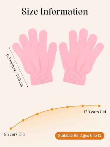 Image of Cooraby 12 Pairs Kid's Winter Magic Gloves Children Stretchy Warm Magic Gloves Boys or Girls Knit Gloves for 6-12 Years