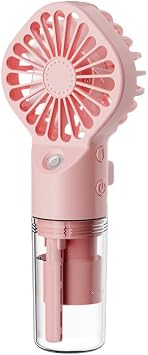Handheld Fan, Portable Small Fan with 4 Speeds, USB Rechargeable Hand Fan with Spray, for Outdoor Travel Commute Office Women Men Pink