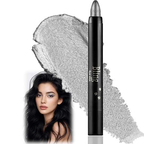Image of Shimmer Cream Eyeshadow Pencil Stick - Waterproof Blendable Crayon for Gradient and Smoky Eye Looks, Smooth Application, Sweat Resistant Smudge Proof Formula, Long Wear Makeup, Dual Use (Spark Gray)