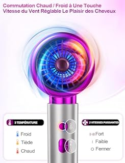 DMTIVMG Seche Cheveux 2400W Sèche Cheveux Ionique Professionnel Séchage Rapide Chaud Froid Hair Dryer Portable 2 Vitesses 3 Températures Diffuseur Boucle Concentrateur pour Maison Voyage