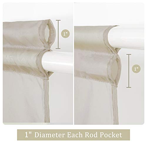 Miulee 2 Panels Sidelight French Door Curtains Sheer Panels For Narow Window 25 X 72 Inches With Tieback - 2 Panels, Beige #TOP1