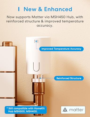 Meross Matter Heizkörperthermostat WLAN Heizungsthermostat benötigt extra Hub Smart Thermostat WLAN Funk Thermostat Kompatibel mit HomeKit, Alexa und Google Assistant