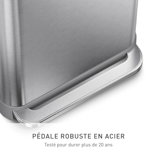 simplehuman Poubelle de Cuisine 45 L, Acier Inoxydable Brossé – vue 6