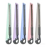 5 Pack Box Cutter, Utility Knife,Quick Change Blade Razor Knife,Retractable with 5.91 IN Snap-Off Blade, Box Cutters for Paper, Plastic, Cardboard, Suitable for Office and Home Use