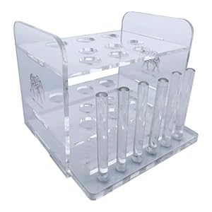 Aquarium Test Tube Holder, Hand-Made Rack w/ 6 Cap Holders for use w/API and TC Glass Test Tubes