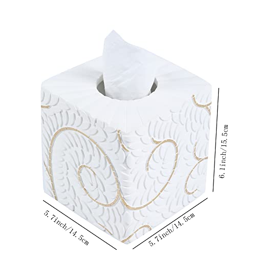 Hymmah Modern Square Tissue Box Cover Holder,Bathroom Accessories Decor Unique Design Tissue Box Cover For Bathroom Vanity Counter Tops Also Great For Bedrooms And Living Rooms #TOP2