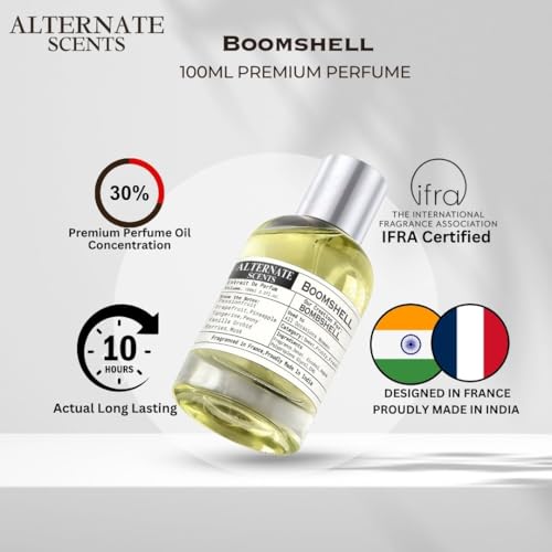 Image of Alternate Scents Boomshell Long Lasting 100ml Perfume For Woman |Strong& long Lasting with 30% Oil Concentration| Fresh, Flirty & Feminine| Fragrance From France | Made In India|