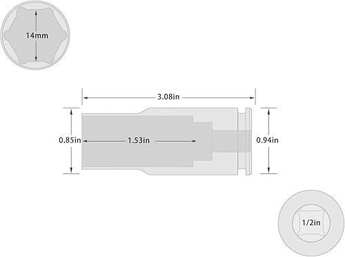 Miniatura 328 de Enchufe de impacto de 6 PT de 1/2" x 0.827 in de profundidad, CR-MO, 1/2 pulgada de accionamiento de 6 puntos para una fácil extracción
