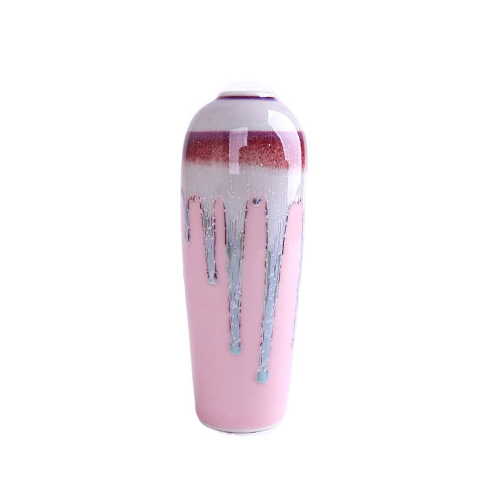asdchZen Vase Ceramic Vase Jingdezhen High Temperature Kiln Glaze Living Room Dining Room Hydroponic Dried Flower Flower Arrangement Decoration Decoration,A-18.5cm